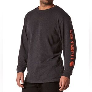 112 CARHARTT Men's Loose Fit Graphic Long Sleeve Tee, Grey, X-Large